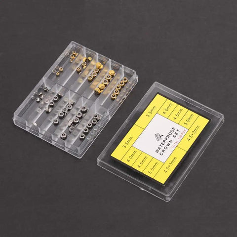 Copper Watch Crown Screws Replacement Parts Kit For Tiny Screws And Back Opener Tools with storage box