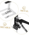 Close-up of 2 Piece Furniture Lifter Jack Tool Manual Arm Leveler showing metal details and portable design for home renovations.
