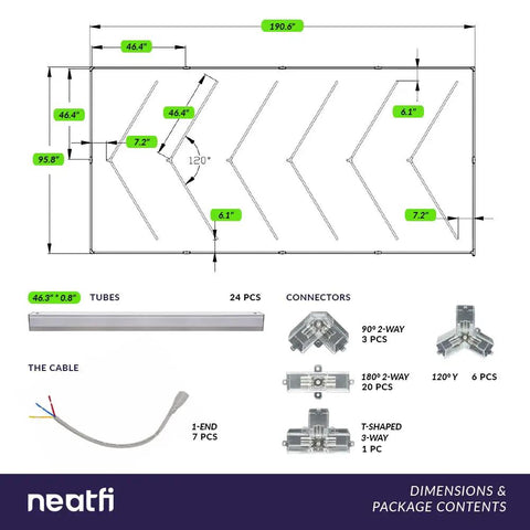 Hella Bright 384W LED Garage Light With 42 240 Lumens 6500K Daylight IP54 Waterproof Ceiling Fixture dimensions and components diagram