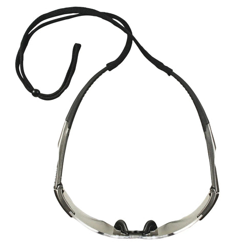 Top Shelf Frameless Safety Glasses With Heavy Duty Uv Shielding And Scratch Resistant Coating, Crystal Clear Optics Match Up With Sleek Gunmetal Temples And Tethered Neck Cord For Reliable Gear Pack Of 12
