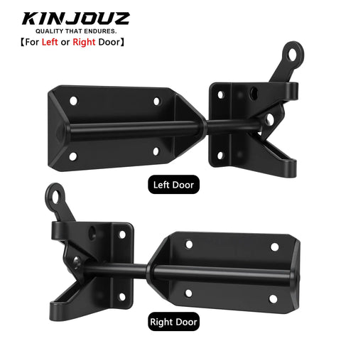 Tough As Nails Heavy Duty Gate Latch With Cable Pull For Wooden Fence, black steel dual latch for left and right doors, sturdy design.