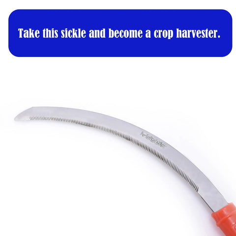 Stainless Steel Beast Billhook Sickle For Brush Clearing And Weeding, 12.2 Inch Curved Sawtooth Blade Garden Tool close-up
