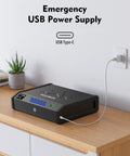 Biometric Pistol Safe With LCD Temperature Humidity Display, Quick Access Fingerprint Handgun Safe on desk with USB C port