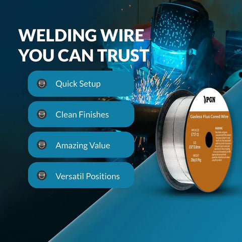 Flux Core MIG Welding Wire.030 E71T-11 Gasless, spool and welder, low splatter, for mild steel projects, outdoor and shop use