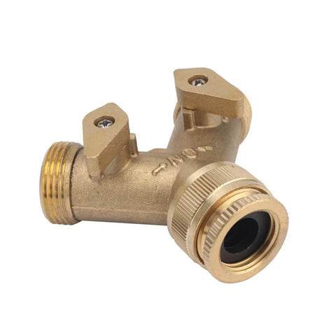 Premium Heavy Duty Brass Y Ball Valve Splitter Adapter 1/2 Female To 3/4 Male Thread Connector close-up view from side