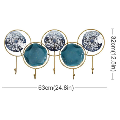 Wall Mounted Coat Rack With Heavy Duty Iron Hooks For Entryway Or Bathroom Door Organizer Build Solid With artistic blue hooks.