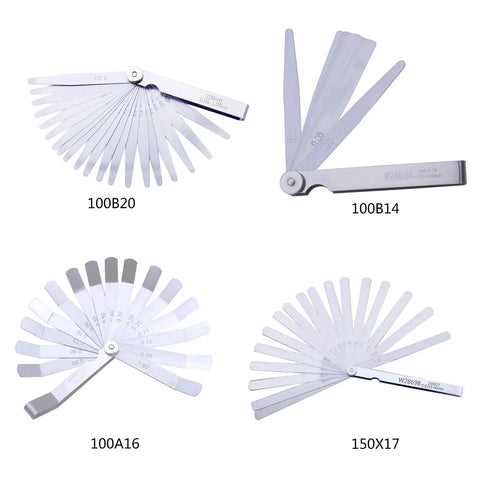 Metric And Standard Feeler Gauge Set Dead Nuts Accurate Stainless Steel Gap Tool For Checking Valve Spark Plug Piston Ring Clearance Garage Ready Shop Pro Measure For Mechanic And Wood Projects, various gauge sizes displayed.