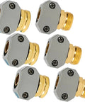 Easy Fix Garden Hose Repair Kit With Premium Aluminum Water Ends And Quick Female Male Connector Fittings Fit 3/4 Inch And 5/8 Inch Hoses plus Zinc Clamps For Sprayers Nozzles And Sprinklers, 6-piece connectors