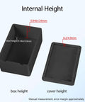 8 Pack Small ABS Plastic Project Box Electrical Enclosure showing internal height details of box and cover in inches and mm.