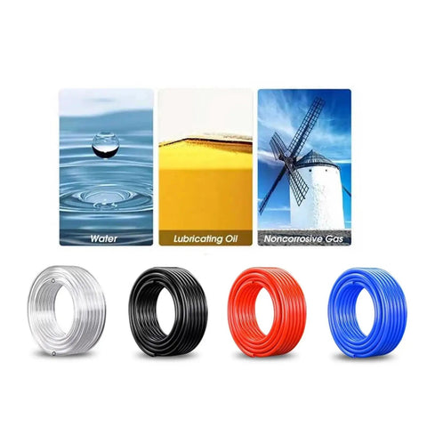 Top Shelf Orange Polyurethane Pneumatic Air Hose Tubing 100 Meter Roll Rock Solid Compressor Air Line 12X8MM Bore with color options.