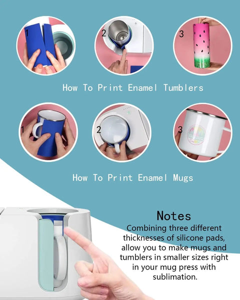 Steps to print enamel tumblers using Sublimation Tumbler Wrap Kit For Mug Press With Three Silicone Thickness Wraps