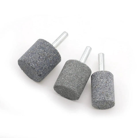 Conical and cylindrical tips of 18 Piece Two Shape Head Mounted Stone Point Abrasive Grinding Wheel Bits Set With One Quarter Inch Six Millimeter Mandrel For Rotary Tools