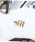 Brass Barrel Concealed Jewelry Box Hinges 4x20mm Small Round Cylinder Hidden Hardware with tools on white background