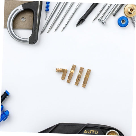 Brass Barrel Concealed Jewelry Box Hinges 4x20mm Small Round Cylinder Hidden Hardware with tools on white background