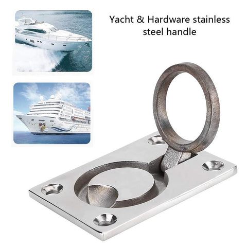 Flush Ring Pull Handle In Stainless Steel For Cabinets And Boats Hidden Recessed Square Lift Design Solid Marine Grade