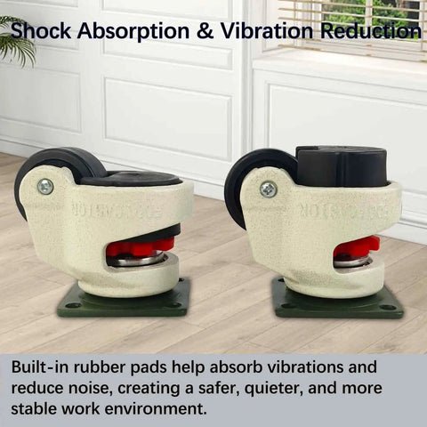 Four Pack 1.5 Inch Leveling Casters With Top Plate And Retractable Pad For Workbenches Heavy Furniture And Machinery Equipment, 360 Degree Swivel Durable Wheels For Easy Moves And Precise Positioning