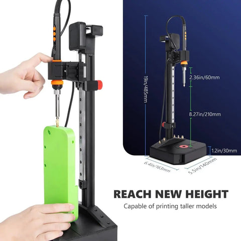 Vertical Heat Set Insert Tool Press With 90W Soldering Iron M2 M8 Heat Set Tips, 210mm guide, installing brass nut