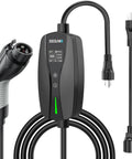 Plug And Play Level 1 And 2 Ev Charger With Adjustable 16 Amp Current And J1772 Connector, 7.6m cable, digital display.