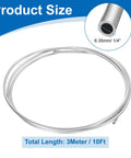 Front view: uxcell stainless steel tubing coil, 1/4 in OD x 3 m (10 ft), 304 stainless welded tube