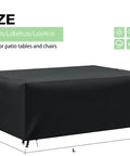 Waterproof Patio Furniture Cover 30 L x 18 W x 18 H Inches Universal 600D Weatherproof Table And Sofa Cover displayed with dimensions