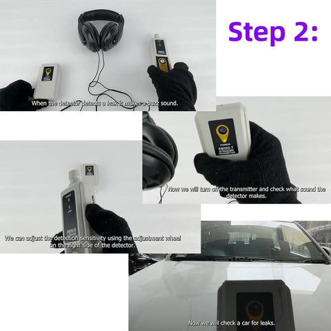 Allsun ultrasonic vacuum leakage detector handheld unit with dual LEDs white housing for HVAC and automotive leaks