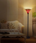 Dragonfly Tiffany Floor Lamp With Stained Glass Lampshade, Bronze Pole, 67 Inch Tall Reading Lamp, LED Bulb Included 2700K E26 in living room