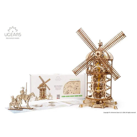 Mechanical Wooden 3D Puzzle Tower Windmill Kit For Adults And Teens, interactive gear model with box