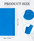 Oversized Soldering Mat 27.6 by 15.7 Inches Heat Resistant Silicone Workbench Surface shown with compartments and measurements.