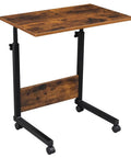 Rock Solid Height Adjustable Computer Desk With Smooth Rollin Casters, compact wood top on metal frame for home office use.