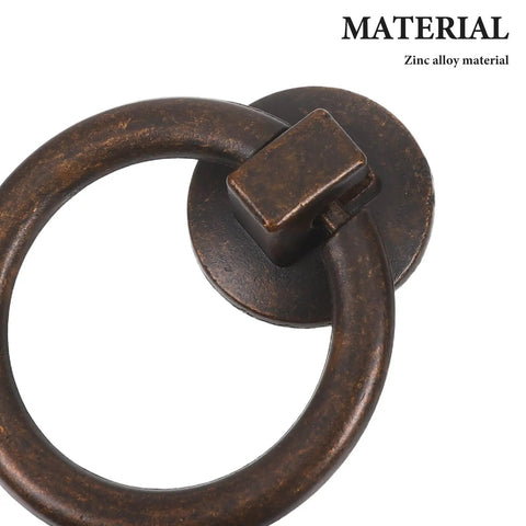 Close-up of Two Pack Vintage Drop Ring Drawer Pulls In Antique Bronze For Dresser Cabinets And Doors Retro Cabinet Knobs And Handles