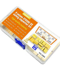 Six Value MKP Safety Capacitor Kit Set With 22 Pieces, 275VAC X2, 22.5mm Pitch, 0.22uF 0.33uF 0.47uF 0.68uF 1uF 1.2uF in yellow case