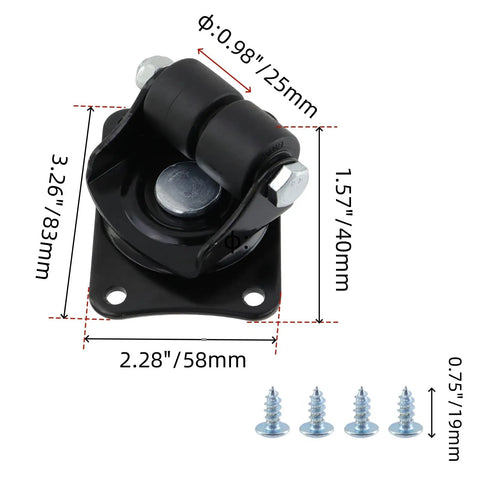 Low Profile Dual Wheel Swivel Casters 1 Inch Wheel 4 Pack Nylon Wheel Heavy Duty Caster Set With Pre Drilled Mounting Plate