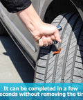 Using the Heavy Duty Tire Repair Kit 45 Piece Set For Cars, RVs, SUVs, Trucks And Motorcycles to fix a puncture on a car tire