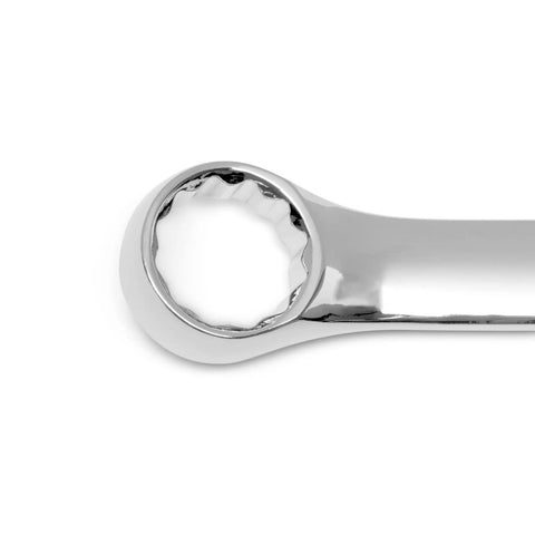Close-up of 12-point box end wrench from 15 Piece Metric 12 Point Combination Wrench Set With Tool Roll For Easy Carry Heavy Duty Chrome Alloy Steel