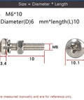 304 Stainless Steel Hex Socket Round Head Screws And Bolts Kit With Nuts And Flat Washers M5 X 12mm 50 Piece Set For Indoor Outdoor Use Tough High Torque Drive Corrosion Resistant Hardware, M6*10 size chart