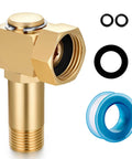Brass Garden Hose Reel Swivel Elbow Connector Replacement Part Three Quarter Inch GHT To One Half Inch Rustproof Fittings With Washers Sealing Ring And Tape For Leak Free Built To Last Hose Reel Assembly, brass swivel elbow with washers