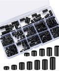 320 Piece Black Nylon Round Electrical Socket Screw Spacers Kit Non-Threaded Plastic Spacers For Electronics Assembly, Durable, Easy Fit, Sweet For DIY Projects And Cable Management. Black nylon spacer kit in compartment box