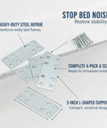 Beef Up Your Bed Frame With Heavy Duty Connector Plates And Steel Repair Brackets To Reinforce Metal Joints, 3 Inch L Shaped Corner Supports, 4 Pack