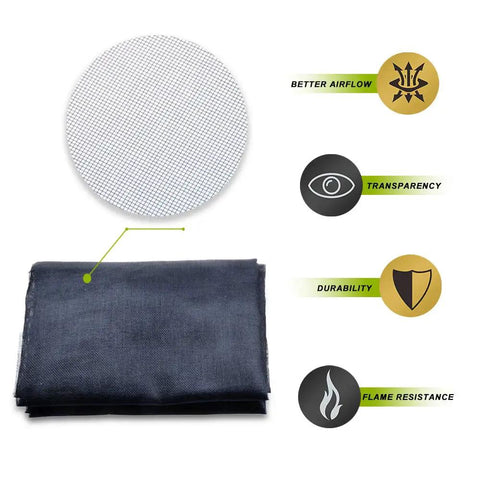 Heavy Duty 8x7 Foot Garage Screen Door With Magnetic Closure, Self Sealing Fiberglass Mesh material features and benefits