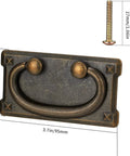 Vintage Drawer Ring Pull Handles 4 Pack With Hidden Screws, Antique Pewter Zinc Alloy, 51x95 mm, Classic Drop Ring Pulls
