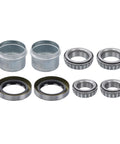 Trailer hub bearing kit, two sets (8 pcs): metal spacers and bearings with seals for 5-on-4.75 in, 3500 lb axle.