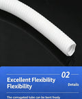 Top Shelf Heavy Duty Pvc Corrugated Industrial Electrical Conduit Flexible Wire Cable Protector Tube With Flame Retardant Coating, showing flexible white corrugated tube.