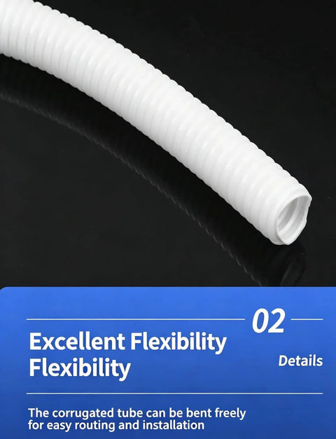 Top Shelf Heavy Duty Pvc Corrugated Industrial Electrical Conduit Flexible Wire Cable Protector Tube With Flame Retardant Coating, showing flexible white corrugated tube.