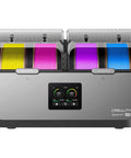 Front view of Space Pi X4 Filament Dryer Box with Dual 200W PTC Heating, storing four colorful spools for 3D printing.