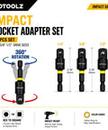 All In One 14 Piece Impact Socket Adapter Kit With Quick Release Magnetic Drill Bit Extensions displayed with rotation feature