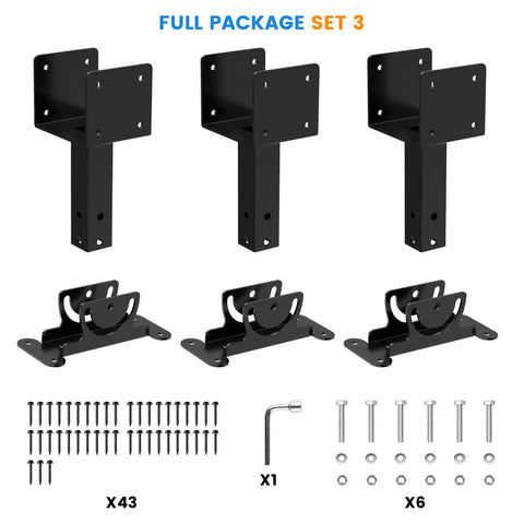 Heavy Duty Roof Riser Brackets Kit 3 Pcs 4x4 To 4x6 Lumber Built To Last With Adjustable 0 To 180 Degree Pergola Brackets Black Powder Coated Fit For Patio Gazebos And Outdoor Pergolas