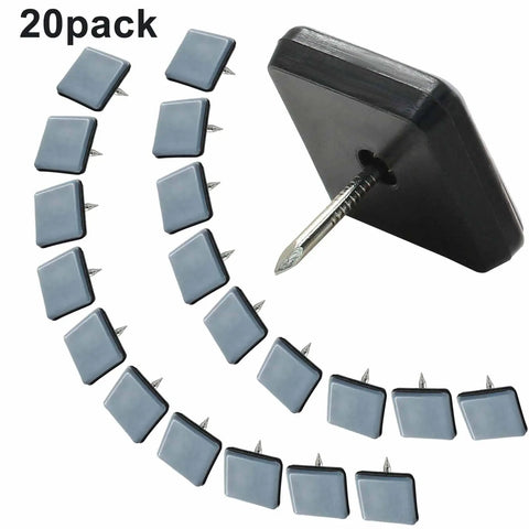 20 Pack 1 Inch Nail On Chair Sliders Square PTFE Gliders For Furniture Feet Movers Heavy Duty Floor Protectors