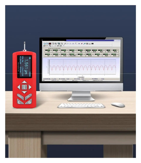 Heavy Duty Handheld Surface Roughness Tester And Profilometer with display showing 1.561μm measurement on desk.