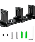 Three Roller Adjustable Sliding Closet Door Floor Guide Kit Black No-Squeak Glide For Bypass Double Bypass And Barn Doors Bottom-Mount Floor Guide With Independent Roller Adjustment For Different Door Thickness.