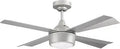 42-Inch Theo Ceiling Fan In Painted Nickel With Remote And Wall Control, Optional Dimmable 18W LED Light Kit, Dual Mount For Flat Or Angled Ceilings